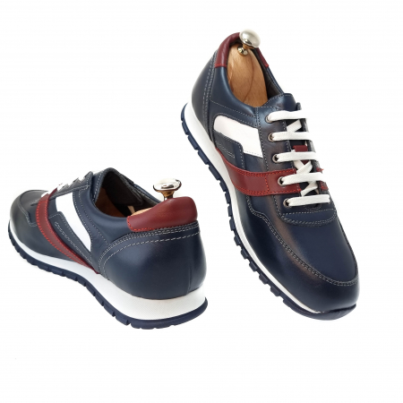 Pantofi Bărbați Sport Din Piele Naturală Blue 347 [7]