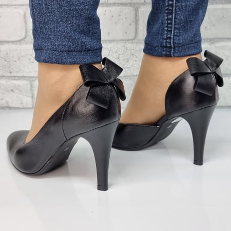 Pantofi Damă Eleganți Din Piele Naturală  Neagră 3074 [3]