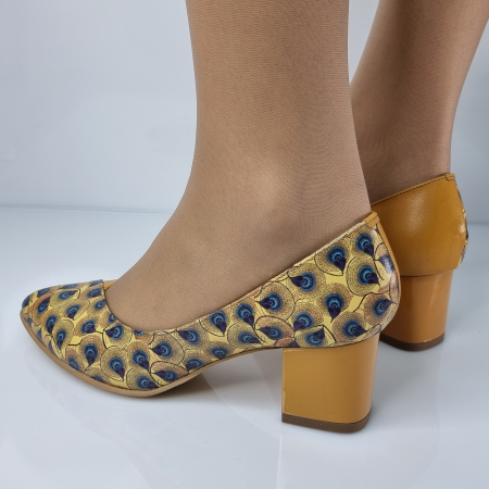 Pantofi Eleganti Pentru Femei - Pantofi Damă Eleganți Din Piele Naturală Mustar 3083