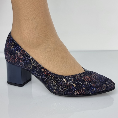Pantofi Eleganti Pentru Femei - Pantofi Damă Eleganți Din Piele Naturală Blue 3093