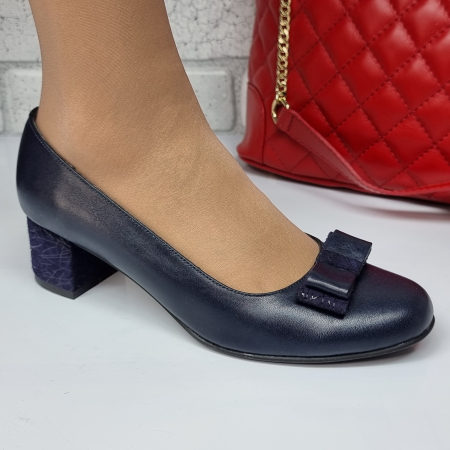 Pantofi Eleganti Pentru Femei - Pantofi Damă Eleganți Din Piele Naturală Blue 3107