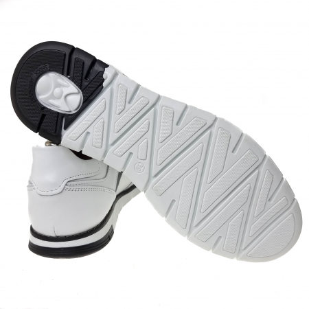Pantofi Bărbați Sport Din Piele Naturală Albă Și Neagră 894 [3]