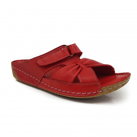 Sandale Casual Pentru Femei - Sandale Damă Casual Confort Din Piele Naturală Roșie 6115