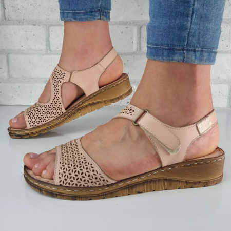 Sandale Damă Casual Confort Din Piele Naturală pudra 6128 [2]
