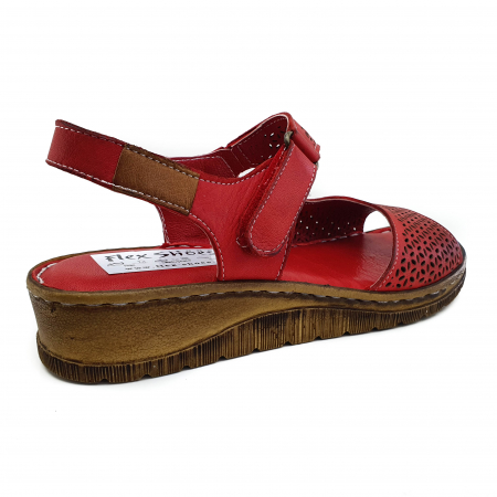 Sandale Damă Casual Confort Din Piele Naturală Roșie 6130 [2]