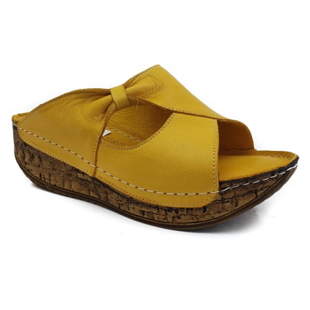Sandale Casual Pentru Femei - Sandale Damă Casual Confort Din Piele Naturală Galbenă 6149