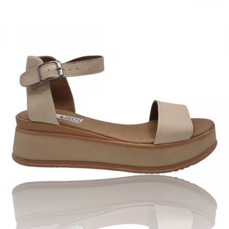 Sandale Casual Pentru Femei - Sandale Damă Casual Confort Din Piele Naturală Crem 6364