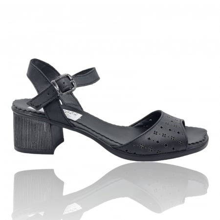 Sandale Casual Pentru Femei - Sandale Damă Casual Confort Din Piele Naturală Neagră 6031