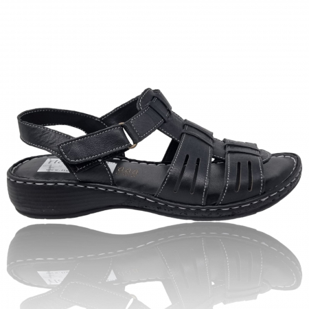 Sandale Casual Pentru Femei - Sandale Damă Casual Confort Din Piele Naturală Neagră 6137