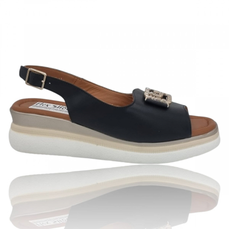 Sandale Casual Pentru Femei - Sandale Damă Casual Confort Din Piele Naturală Neagră 6341