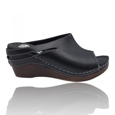 Sandale Casual Pentru Femei - Sandale Damă Casual Confort Din Piele Naturală Neagră 6355