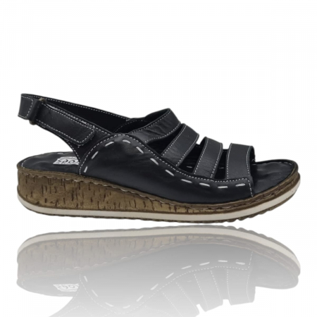 Sandale Casual Pentru Femei - Sandale Damă Casual Confort Din Piele Naturală Neagră 6360