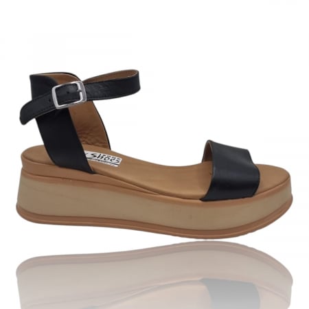 Sandale Casual Pentru Femei - Sandale Damă Casual Confort Din Piele Naturală Neagră 6363