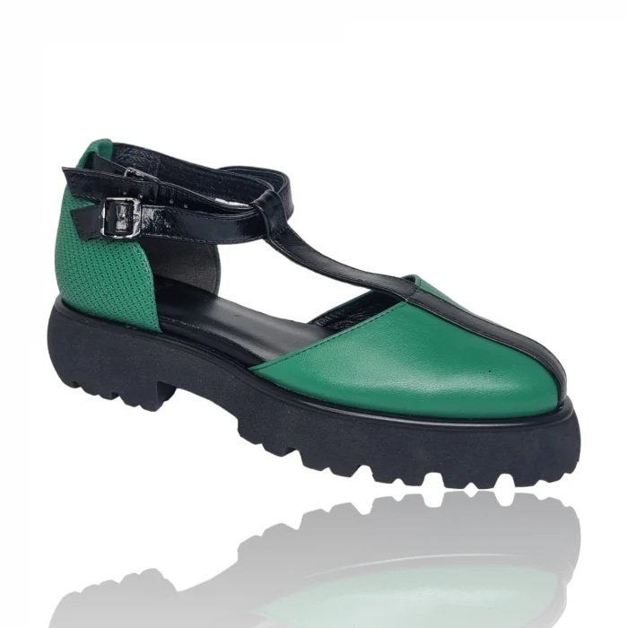 Sandale Damă Casual Confort Din Piele Naturală Nude Verde 13768 [2]