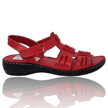 Sandale Casual Pentru Femei - Sandale Damă Casual Confort Din Piele Naturală Roșie 6341