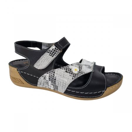 Sandale Casual Pentru Femei - Sandale Damă Din Piele Naturală Negru 6188