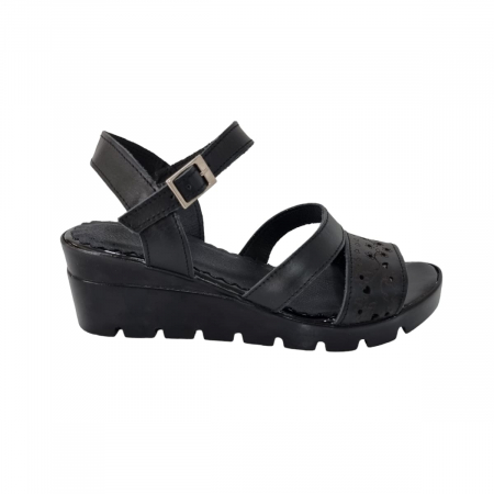Sandale Casual Pentru Femei - Sandale Damă Din Piele Naturală Negru 6191