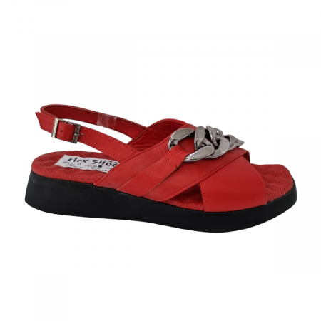 Sandale Casual Pentru Femei - Sandale Damă Din Piele Naturală Roșu 6192