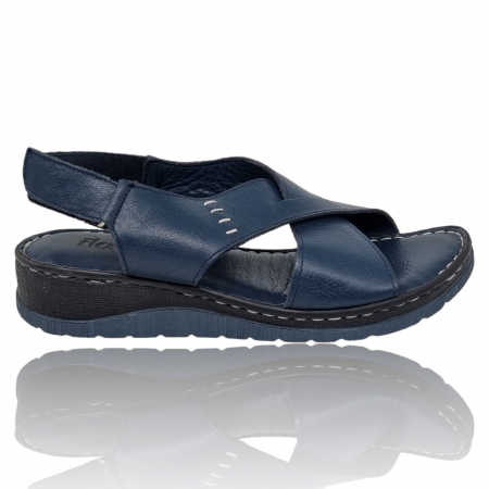 Sandale Casual Pentru Femei - Sandale Damă Din Piele Naturală Blue 6201