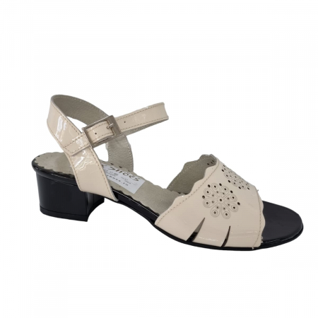 Sandale Elegante Pentru Femei - Sandale Damă Elegante Din Piele Naturală Crem 6534
