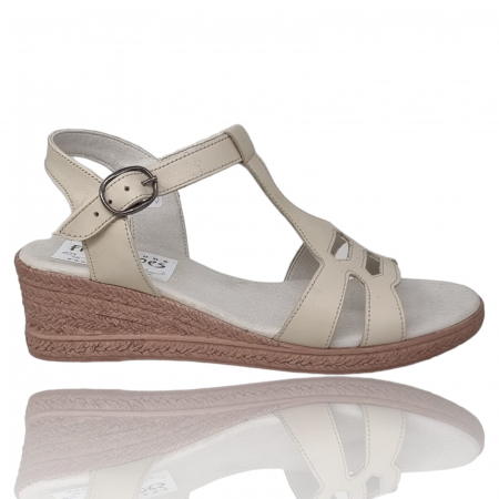 Sandale Casual Pentru Femei - Sandale Damă Din Piele Naturală Crem 6154