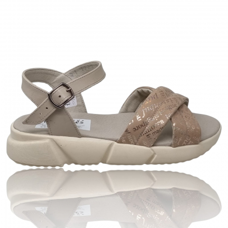 Sandale Casual Pentru Femei - Sandale Damă Din Piele Naturală Crem 6169