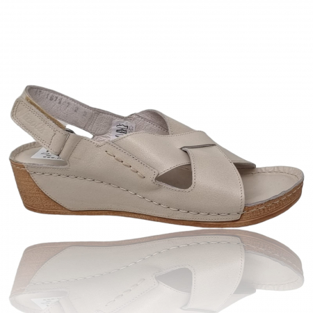 Sandale Casual Pentru Femei - Sandale Damă Din Piele Naturală Crem 6172