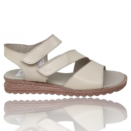 Sandale Casual Pentru Femei - Sandale Damă Din Piele Naturală Crem 6187