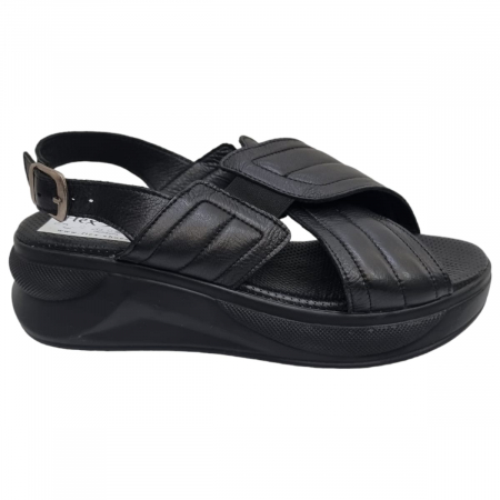 Sandale Casual Pentru Femei - Sandale Damă Din Piele Naturală Negru 6202