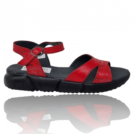 Sandale Casual Pentru Femei - Sandale Damă Din Piele Naturală Roșie 6161