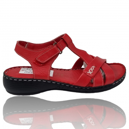 Sandale Casual Pentru Femei - Sandale Damă Din Piele Naturală Roșie 6186
