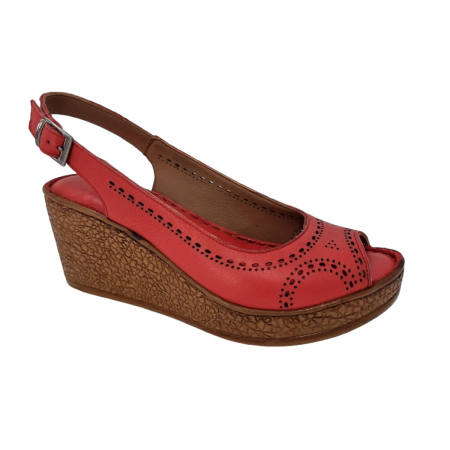 Sandale Casual Pentru Femei - Sandale Damă Din Piele Naturală Roșu 6194