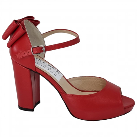 Sandale Elegante Pentru Femei - Sandale Damă Elegante Din Piele Naturală Roșu 6535