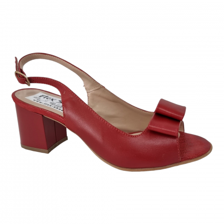 Sandale Elegante Pentru Femei - Sandale Damă Din Piele Naturală Roșu 6546