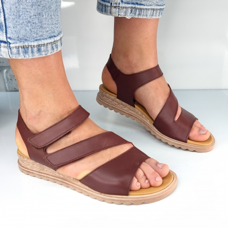 Sandale pentru femei, din piele naturala culoare BORDO, COD-1422 [1]