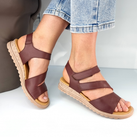 Sandale pentru femei, din piele naturala culoare BORDO, COD-1422 [0]
