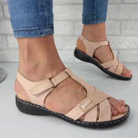 Sandale pentru femei, din piele naturala, culoare NUD, COD-1452 [0]