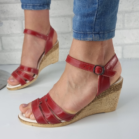 Sandale pentru femei, din piele naturala, culoare ROSU , COD-1442 [1]