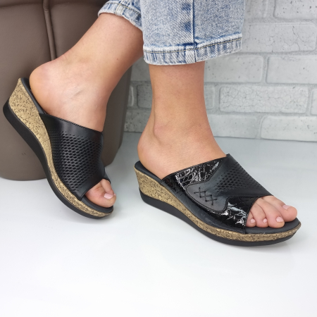 Sandale pentru femei, din piele naturala, culoare NEGRU , COD-1449 [0]