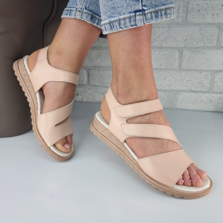 Sandale pentru femei, din piele naturala, culoare NUDE, COD-1423 [0]