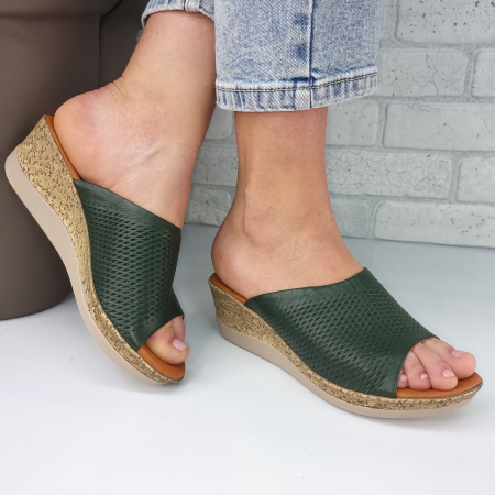 Sandale pentru femei, din piele naturala, culoare VERDE , COD-1447 [0]
