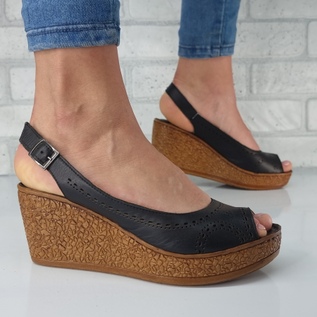 Sandale pentru femei, din piele naturala, culoare GALBEN , COD-1444 [0]