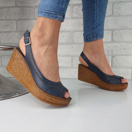 Sandale Damă Din Piele Naturală Blue 6177 [1]