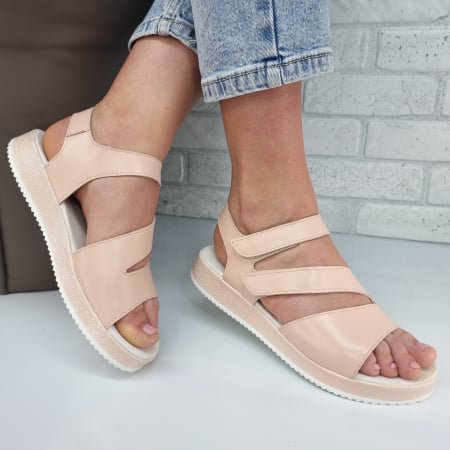 Sandale pentru femei, din piele naturala, culoare NUD , COD-1450 [0]