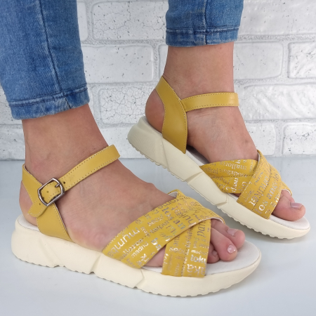 Sandale Damă Din Piele Naturală Galbenă 6168 [3]