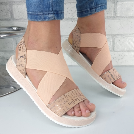 Sandale pentru femei, din piele naturala, culoare NUD, COD-1433 [0]