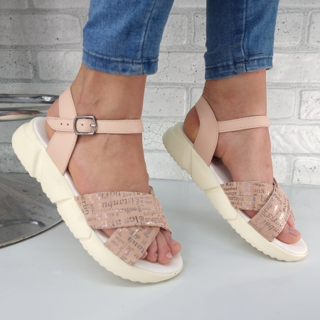 Sandale pentru femei, din piele naturala, culoare NUD, COD-1435 [0]