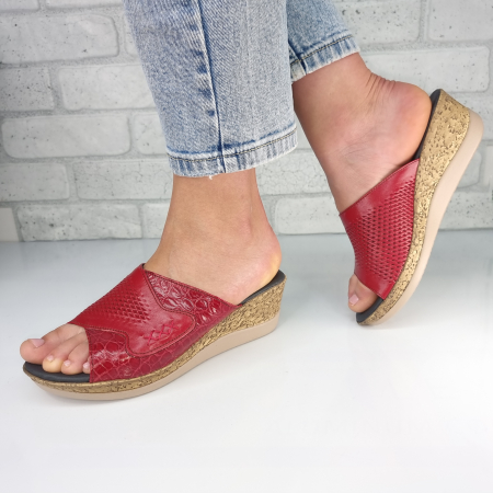 Sandale pentru femei, din piele naturala, culoare ROSU , COD-1448 [1]