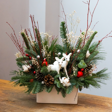 Cadouri si aranjamente de Craciun - Aranjament de Craciun cu brad natural