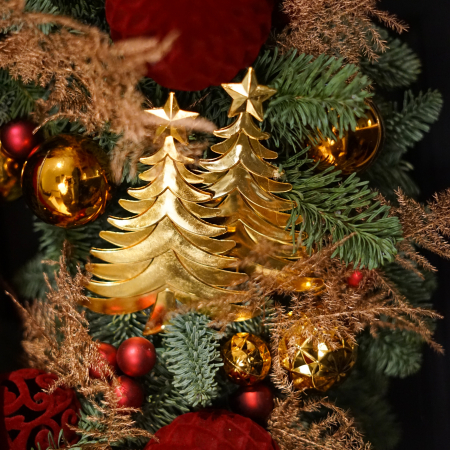 Coronita de Craciun eleganta cu rosu si auriu [1]